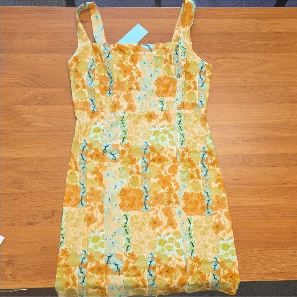 Yellow and Orange Pleated Mini Sundress